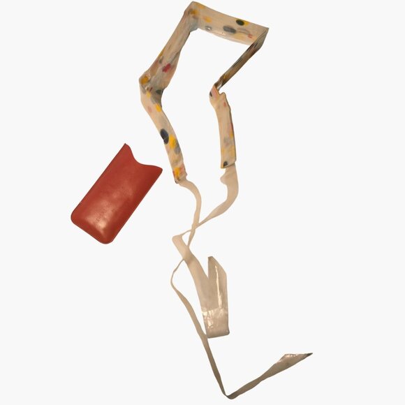 Polka Dot Rain Cover Accordion Folding Red Case Vintage French 1950s Costume - Picture 2 of 4